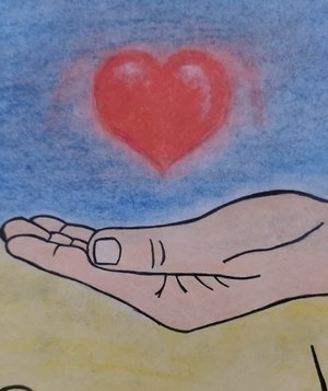 grafika przedstawia otwartą dłoń a nad nią symbol serca